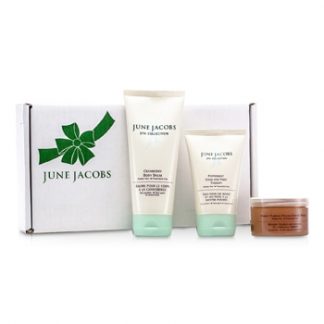 JUNE JACOBS AT HOME SPA KIT: PEELING MASQUE + HAND &AMP; FOOT THERAPY + BODY BALM 3PCS
