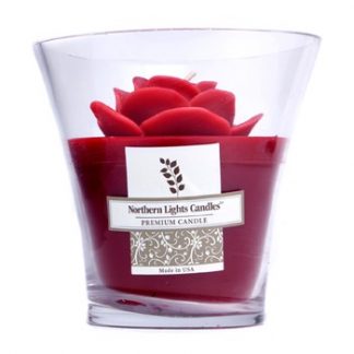 NORTHERN LIGHTS CANDLES FLORAL VASE PREMIUM CANDLE - RED ROSE 5 INCH