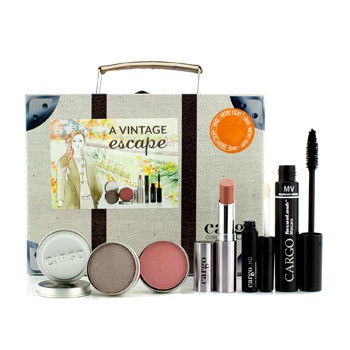 CARGO A VINTAGE ESCAPE SUITCASE KIT: 1XLIP COLOR, 1XEYESHADOW, 1XBLUSH, 1XLIP PRIMER, 1XMASCARA 5PCS