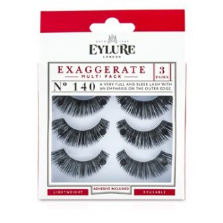 EYLURE EXAGGERATE FALSE LASHES MULTIPACK - 140 BLACK (ADHESIVE INCLUDED) 3PAIRS