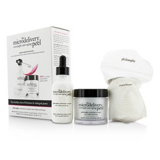 PHILOSOPHY THE MICRODELIVERY OVERNIGHT ANTI-AGING PEEL: PEEL SOLUTION 50ML/1.7OZ + NIGHT GEL 60ML/2OZ + COTTON PADS 24PCS 2PCS+24PADS