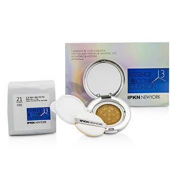 IPKN NEW YORK ESSENCE COVER CUSHION SPF 50 WITH EXTRA REFILL - #21 NUDE BEIGE 2X13G/0.45OZ