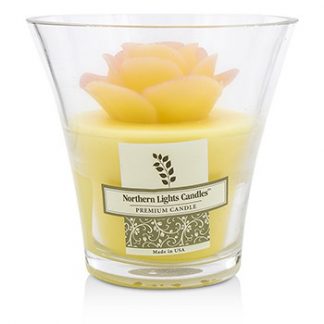 NORTHERN LIGHTS CANDLES FLORAL VASE PREMIUM CANDLE - YELLIOW ROSE 5 INCH