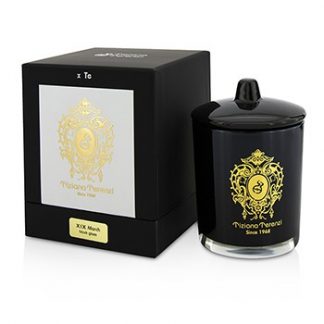 TIZIANA TERENZI GLASS CANDLE WITH GOLD DECORATION &AMP; WOODEN WICK - XIX MARCH (BLACK GLASS) 170G/6OZ