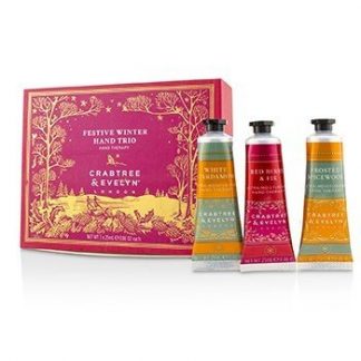 CRABTREE &AMP; EVELYN FESTIVE WINTER HAND TRIO (1X FROSTED SPICEWOOD, 1X WHITE CARDAMOM, 1X RED BERRY &AMP; FIR) 3X25ML/0.86OZ