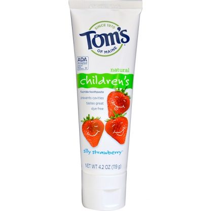 TOM'S OF MAINE, NATURAL CHILDREN'S FLUORIDE TOOTHPASTE, SILLY STRAWBERRY, 4.2 OZ / 119g