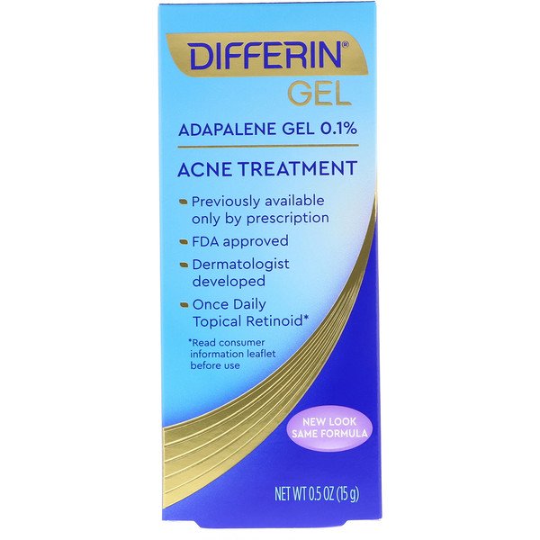 Differin, Adapalene Gel 0.1 %, Acne Treatment, 0.5 oz (15 g)