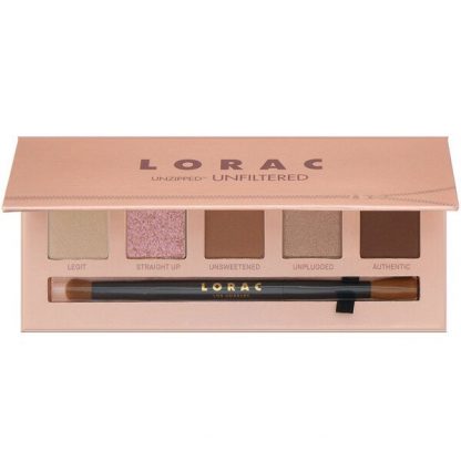 Lorac, Unzipped Unfiltered Eye Shadow Palette with Dual-Ended Brush, 0.37 oz (10.5 g)