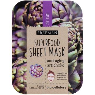 Freeman Beauty, Superfood Sheet Mask, Anti-Aging Artichoke, 1 Mask, 0.84 fl oz (25 ml)