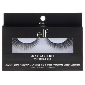 E.L.F., Luxe Lash Kit, Winged & Bold, 1 Pair of Lashes & 1 Tweezer