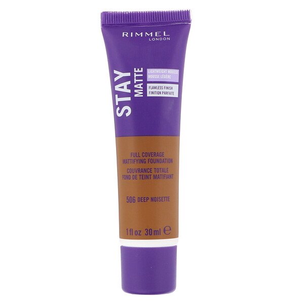 Rimmel London, Stay Matte Full Coverage Mattifying Foundation, 506 Deep Noisette, 1 fl oz (30 ml)