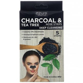 Azure Kosmetics, Charcoal & Tea Tree, Nose Strips, Deep Cleansing, 5 Strips