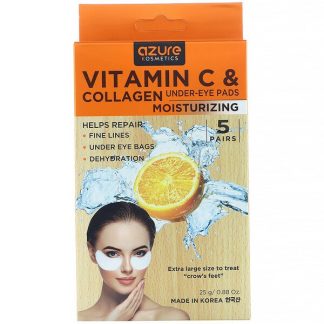 Azure Kosmetics, Vitamin C & Collagen, Under-Eye Pads, Moisturizing, 5 Pairs