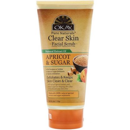 Okay Pure Naturals, Clear Skin Facial Scrub, Apricot & Sugar, 6 oz (170 g)