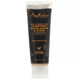 SheaMoisture, Clarifying Facial Wash & Scrub, African Black Soap, 4 oz (113 g)