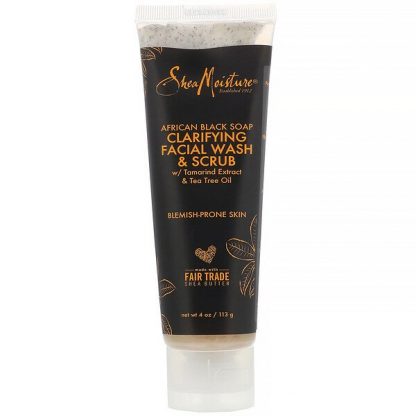 SheaMoisture, Clarifying Facial Wash & Scrub, African Black Soap, 4 oz (113 g)