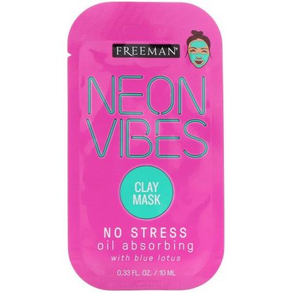 Freeman Beauty, Neon Vibes, No Stress, Oil Absorbing Clay Mask, 0.33 fl oz (10 ml)