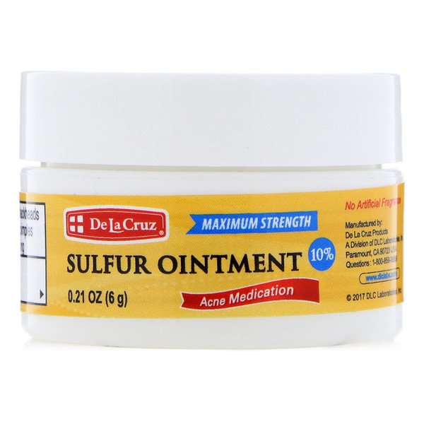 De La Cruz, Sulfur Ointment, Acne Medication, Maximum Strength, 0.21 oz (6 g)