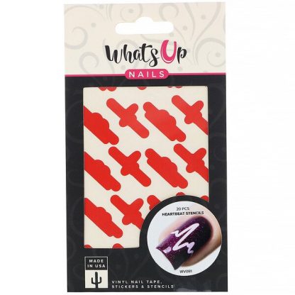 Whats Up Nails, Heartbeat Stencils, 20 Pieces