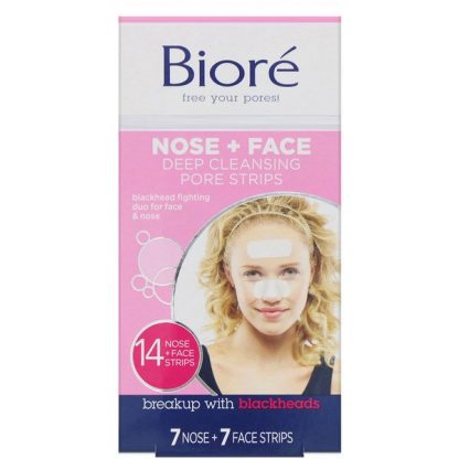 Biore, Deep Cleansing Pore Strips Combo Pack, Nose + Face, 14 Strips