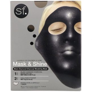 SFGlow, Mask & Shine, Black Diamond Charcoal Modeling Mask, 4 Piece Kit