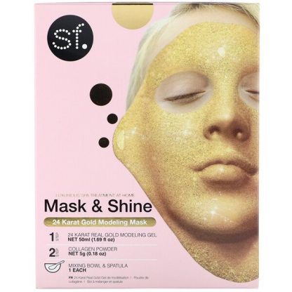 SFGlow, Mask & Shine, 24 Karat Gold Modeling Mask, 4 Piece Kit
