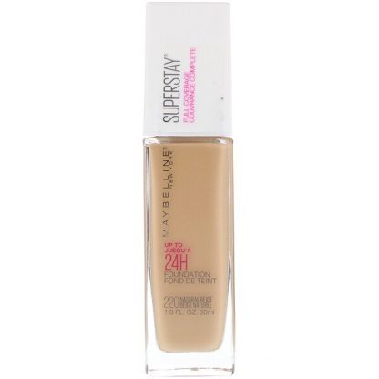 Maybelline, Super Stay, Full Coverage Foundation, 220 Natural Beige, 1 fl oz (30 ml)