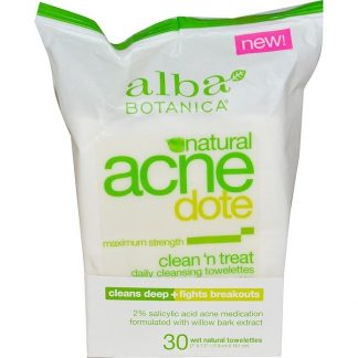 Alba Botanica, Acne Dote, Daily Cleansing Towelettes, Oil Free, 30 Wet Towelettes