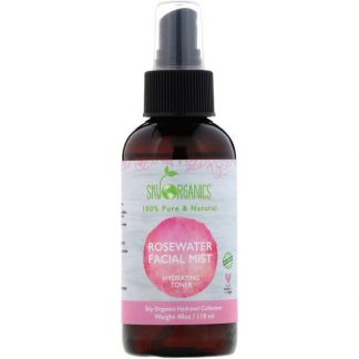 Sky Organics, 100% Pure Organic, Rose Water Facial Mist, Hydrating Toner, 4 fl oz (118 ml)