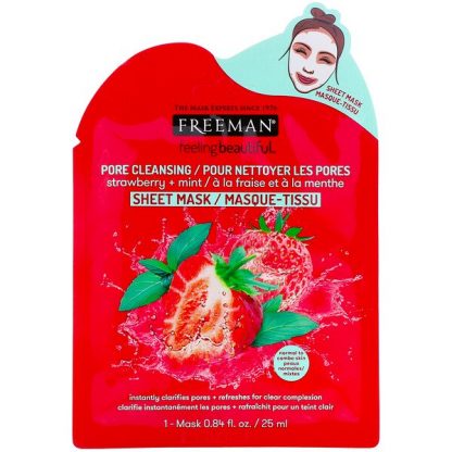 Freeman Beauty, Feeling Beautiful, Pore Cleansing Sheet Mask, Strawberry + Mint, 1 Mask