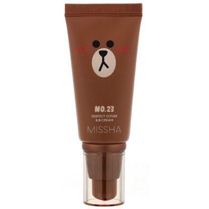 Missha, Line Friends Edition, M Perfect Cover B.B Cream, SPF 42 PA+++, No. 23 Natural Beige, 1.7 oz (50 ml)