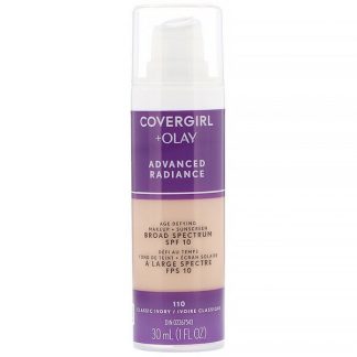 Covergirl, Olay Advanced Radiance, Age-Defying Makeup, SPF 10, 110 Classic Ivory, 1 fl oz (30 ml)