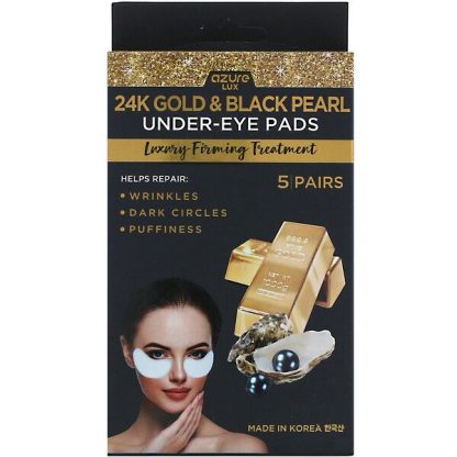 Azure Kosmetics, 24K Gold & Black Pearl, Under-Eye Pads, Luxury Firming Treatment, 5 Pairs