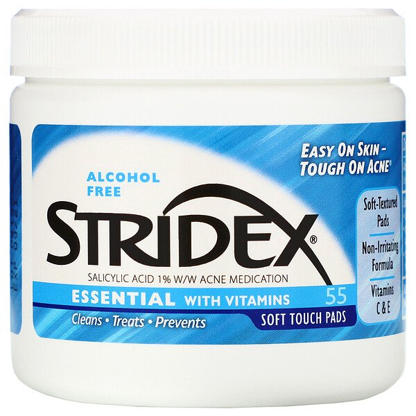 Stridex, Single-Step Acne Control, Alcohol Free, 55 Soft Touch Pads, 4.21 In Each